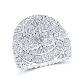 Splendid Jewellery 10kt White Gold Baguette and Round Diamond Circle Ring - 3 - 7/8 Cttw - Splendid Jewellery
