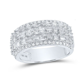 Splendid Jewellery 10kt White Gold Baguette and Round Diamond Men's Band Ring - 1 - 3/4 Cttw - Splendid Jewellery