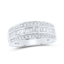 Load image into Gallery viewer, Splendid Jewellery 10kt White Gold Baguette and Round Diamond Men's Band Ring, 7/8 Cttw - Splendid Jewellery