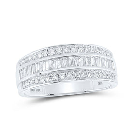 Splendid Jewellery 10kt White Gold Baguette and Round Diamond Men's Band Ring, 7/8 Cttw - Splendid Jewellery