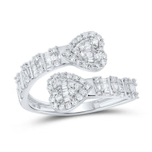 Load image into Gallery viewer, Splendid Jewellery 10kt White Gold Baguette Diamond Bypass Heart Ring - Splendid Jewellery
