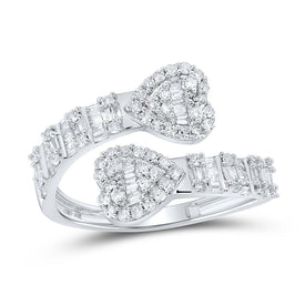 Splendid Jewellery 10kt White Gold Baguette Diamond Bypass Heart Ring - Splendid Jewellery