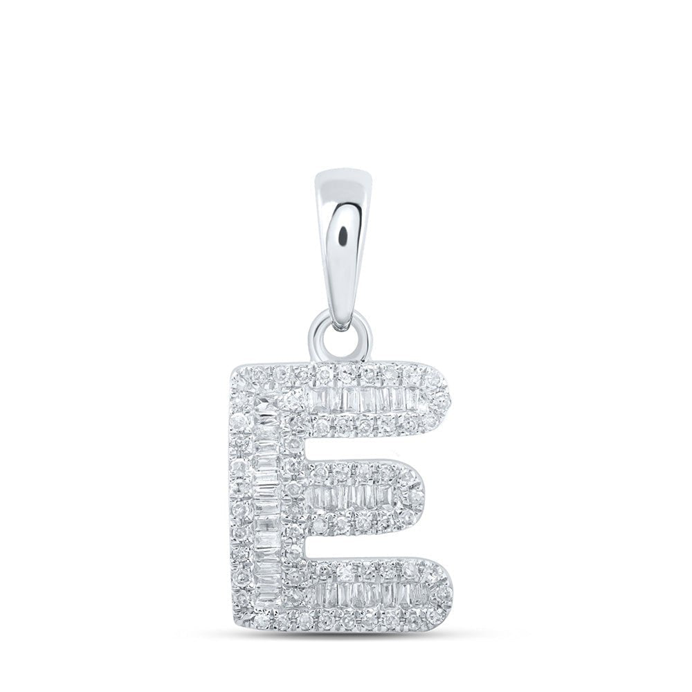 Splendid Jewellery 10kt White Gold Baguette Diamond E Initial Pendant - A Timeless Expression of Elegance - Splendid Jewellery
