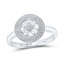 Load image into Gallery viewer, Splendid Jewellery 10kt White Gold Circle of Brilliance Diamond Fashion Ring Front view from the 10Kt White Gold Womens Round Diamond Circle Ring 1 10 Cttwpin217288 collection by Splendid Jewellery