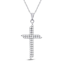 Load image into Gallery viewer, Splendid Jewellery 10kt White Gold Diamond Asymmetric Cross Pendant  Top View from Splendid Jewellery