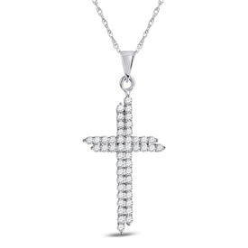 Splendid Jewellery 10kt White Gold Diamond Asymmetric Cross Pendant  Top View from Splendid Jewellery