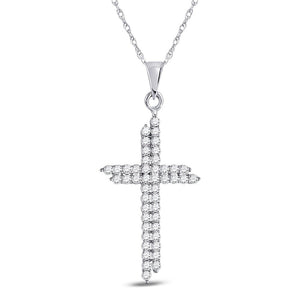 Splendid Jewellery 10kt White Gold Diamond Asymmetric Cross Pendant - Splendid Jewellery