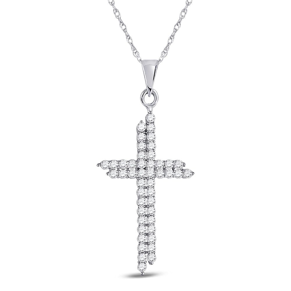 Splendid Jewellery 10kt White Gold Diamond Asymmetric Cross Pendant - Splendid Jewellery