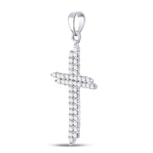 Load image into Gallery viewer, Splendid Jewellery 10kt White Gold Diamond Asymmetric Cross Pendant  Side View 2 from Splendid Jewellery