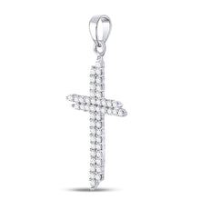 Load image into Gallery viewer, Splendid Jewellery 10kt White Gold Diamond Asymmetric Cross Pendant  Side View from Splendid Jewellery