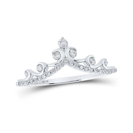 Splendid Jewellery 10kt White Gold Diamond Chevron Crown Band Ring - Splendid Jewellery