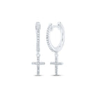 Splendid Jewellery 10kt White Gold Diamond Cross Dangle Earrings - Splendid Jewellery
