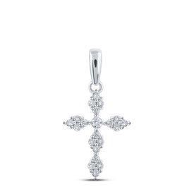 Splendid Jewellery 10kt White Gold Diamond Cross Pendant 1/6 Cttw - Radiant Divine Charm - Splendid Jewellery