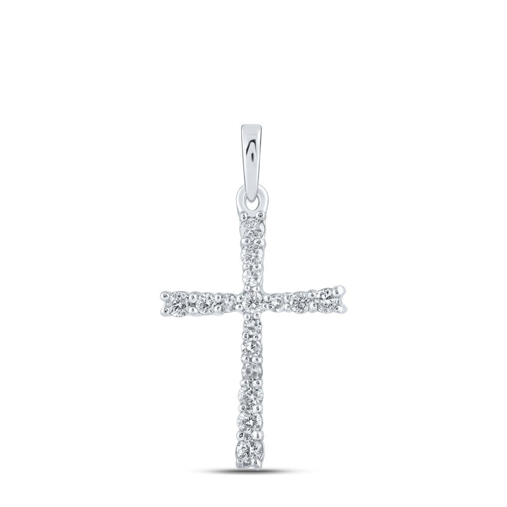 Splendid Jewellery 10kt White Gold Diamond Cross Pendant - A Symbol of Devotion and Elegance - Splendid Jewellery