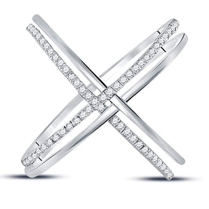 Splendid Jewellery 10kt White Gold Diamond Crossover Band Ring - Splendid Jewellery