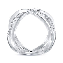 Load image into Gallery viewer, Splendid Jewellery 10kt White Gold Diamond Crossover Band Ring Side view from the 10Kt White Gold Womens Round Diamond Crossover Band Ring 1 3 Cttwpin227452 collection by Splendid Jewellery