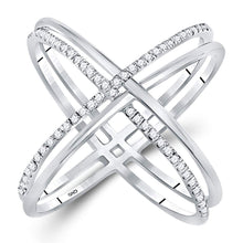 Load image into Gallery viewer, Splendid Jewellery 10kt White Gold Diamond Crossover Band Ring Top view from the 10Kt White Gold Womens Round Diamond Crossover Band Ring 1 3 Cttwpin227452 collection by Splendid Jewellery