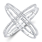 Splendid Jewellery 10kt White Gold Diamond Crossover Band Ring Top view from the 10Kt White Gold Womens Round Diamond Crossover Band Ring 1 3 Cttwpin227452 collection by Splendid Jewellery