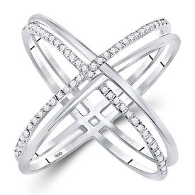 Splendid Jewellery 10kt White Gold Diamond Crossover Band Ring Top view from the 10Kt White Gold Womens Round Diamond Crossover Band Ring 1 3 Cttwpin227452 collection by Splendid Jewellery