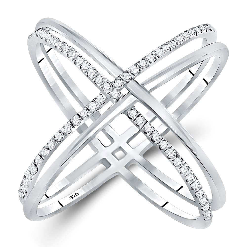 Splendid Jewellery 10kt White Gold Diamond Crossover Band Ring - Splendid Jewellery