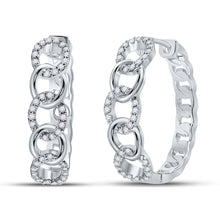 Load image into Gallery viewer, Splendid Jewellery 10kt White Gold Diamond Cuban Curb Link Hoop Earrings - Splendid Jewellery
