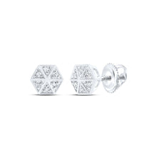 Load image into Gallery viewer, Splendid Jewellery 10kt White Gold Diamond Hexagon Earrings - Splendid Jewellery