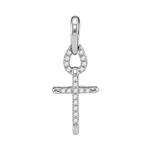 Load image into Gallery viewer, Splendid Jewellery 10kt White Gold Diamond Roman Cross Pendant  Side View from Splendid Jewellery