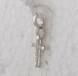 Splendid Jewellery 10kt White Gold Diamond Roman Cross Pendant  Top View from Splendid Jewellery