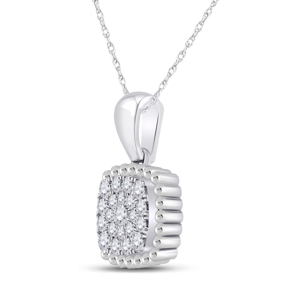 Splendid Jewellery 10kt White Gold Diamond Square Cluster Pendant - Splendid Jewellery