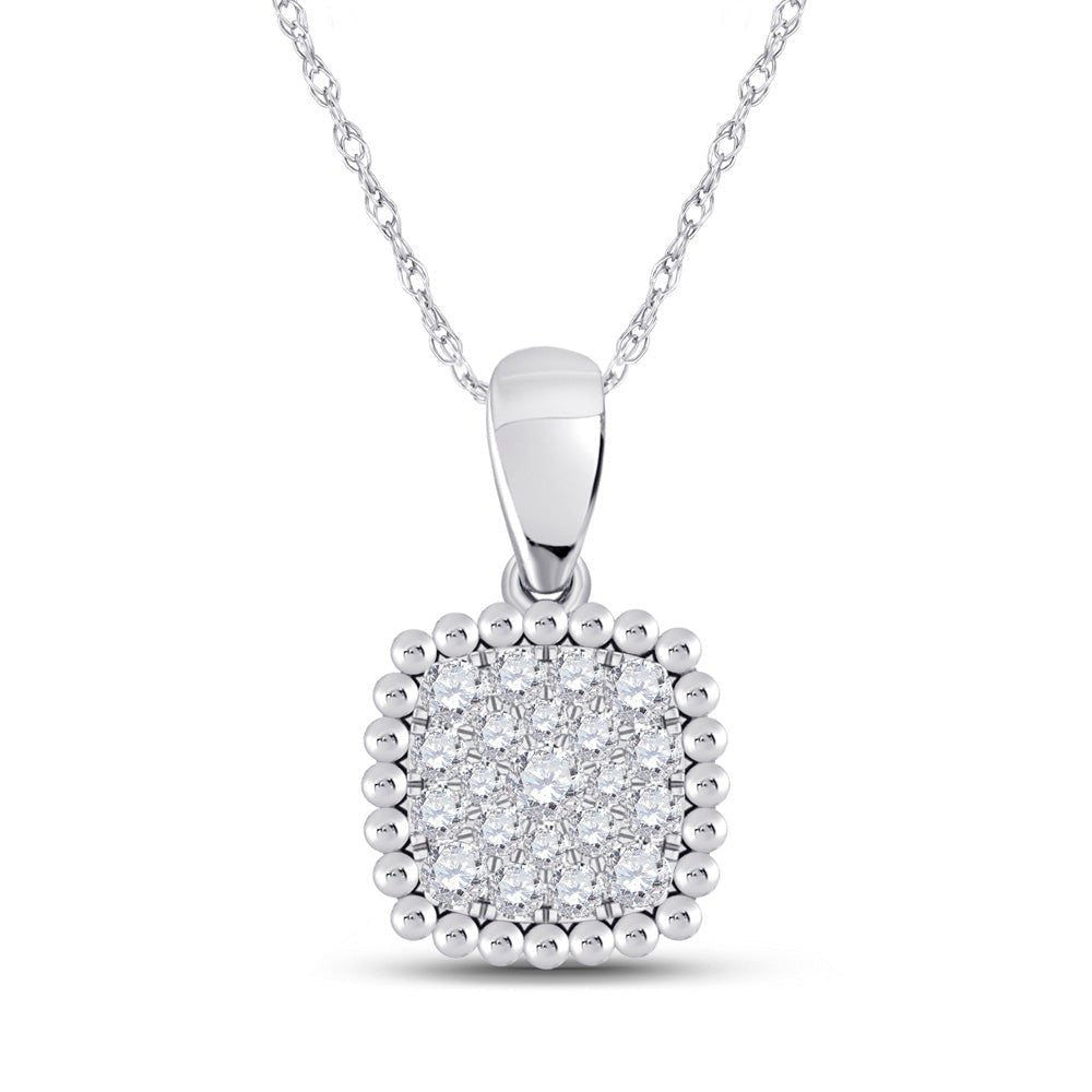 Splendid Jewellery 10kt White Gold Diamond Square Cluster Pendant - Splendid Jewellery
