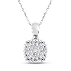 Splendid Jewellery 10kt White Gold Diamond Square Cluster Pendant - Splendid Jewellery