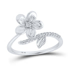 Splendid Jewellery 10kt White Gold Floral Diamond Band Ring Top view from the 10Kt White Gold Womens Round Diamond Flower Band Ring 1 12 Cttwpin215610 collection by Splendid Jewellery