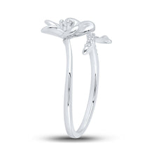 Load image into Gallery viewer, Splendid Jewellery 10kt White Gold Floral Diamond Band Ring Side 2 view from the 10Kt White Gold Womens Round Diamond Flower Band Ring 1 12 Cttwpin215610 collection by Splendid Jewellery