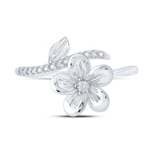 Load image into Gallery viewer, Splendid Jewellery 10kt White Gold Floral Diamond Band Ring Front view from the 10Kt White Gold Womens Round Diamond Flower Band Ring 1 12 Cttwpin215610 collection by Splendid Jewellery