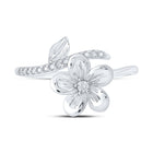 Splendid Jewellery 10kt White Gold Floral Diamond Band Ring Front view from the 10Kt White Gold Womens Round Diamond Flower Band Ring 1 12 Cttwpin215610 collection by Splendid Jewellery