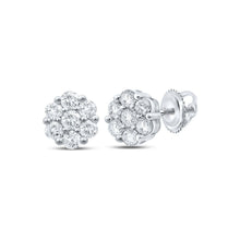 Load image into Gallery viewer, Splendid Jewellery 10kt White Gold Floral Diamond Cluster Earrings - Splendid Jewellery