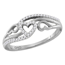 Load image into Gallery viewer, Splendid Jewellery 10kt White Gold Heart Diamond Band Ring - Splendid Jewellery
