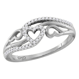 Splendid Jewellery 10kt White Gold Heart Diamond Band Ring - Splendid Jewellery