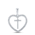 Splendid Jewellery 10kt White Gold Heart T Diamond Initial Pendant - Splendid Jewellery