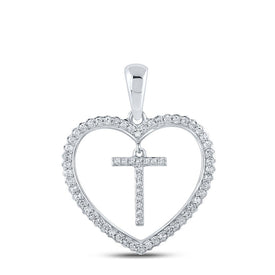 Splendid Jewellery 10kt White Gold Heart T Diamond Initial Pendant - Splendid Jewellery