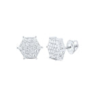 Splendid Jewellery 10kt White Gold Hexagon Cluster Diamond Earrings - Splendid Jewellery