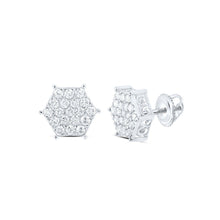 Load image into Gallery viewer, Splendid Jewellery 10kt White Gold Hexagon Cluster Diamond Earrings - Splendid Jewellery