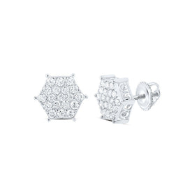 Splendid Jewellery 10kt White Gold Hexagon Cluster Diamond Earrings - Splendid Jewellery