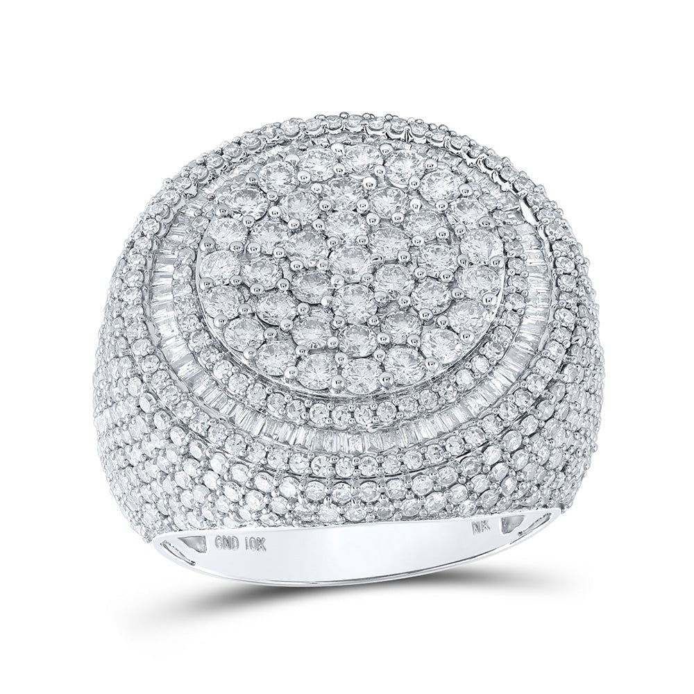 Splendid Jewellery 10kt White Gold Men's Circle Cluster Diamond Ring - 5 - 1/3 Cttw - Splendid Jewellery
