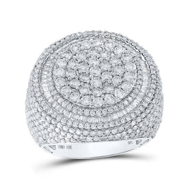 Splendid Jewellery 10kt White Gold Men's Circle Cluster Diamond Ring - 5 - 1/3 Cttw - Splendid Jewellery