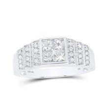 Load image into Gallery viewer, Splendid Jewellery 10kt White Gold Mens Princess Diamond Band Ring - A Dazzling Statement of Masculine Elegance and Style - Splendid Jewellery