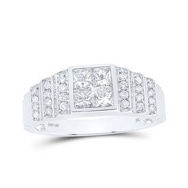 Splendid Jewellery 10kt White Gold Mens Princess Diamond Band Ring - A Dazzling Statement of Masculine Elegance and Style - Splendid Jewellery