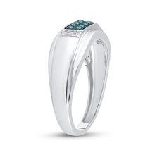 Load image into Gallery viewer, Splendid Jewellery 10kt White Gold Men&#39;s Round Blue Diamond Band Ring 1/3 Cttw  Side View from Splendid Jewellery