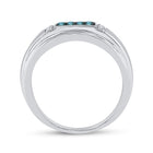Splendid Jewellery 10kt White Gold Men's Round Blue Diamond Band Ring 1/3 Cttw  Side View 2 from Splendid Jewellery