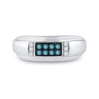 Splendid Jewellery 10kt White Gold Men's Round Blue Diamond Band Ring 1/3 Cttw  Front View from Splendid Jewellery